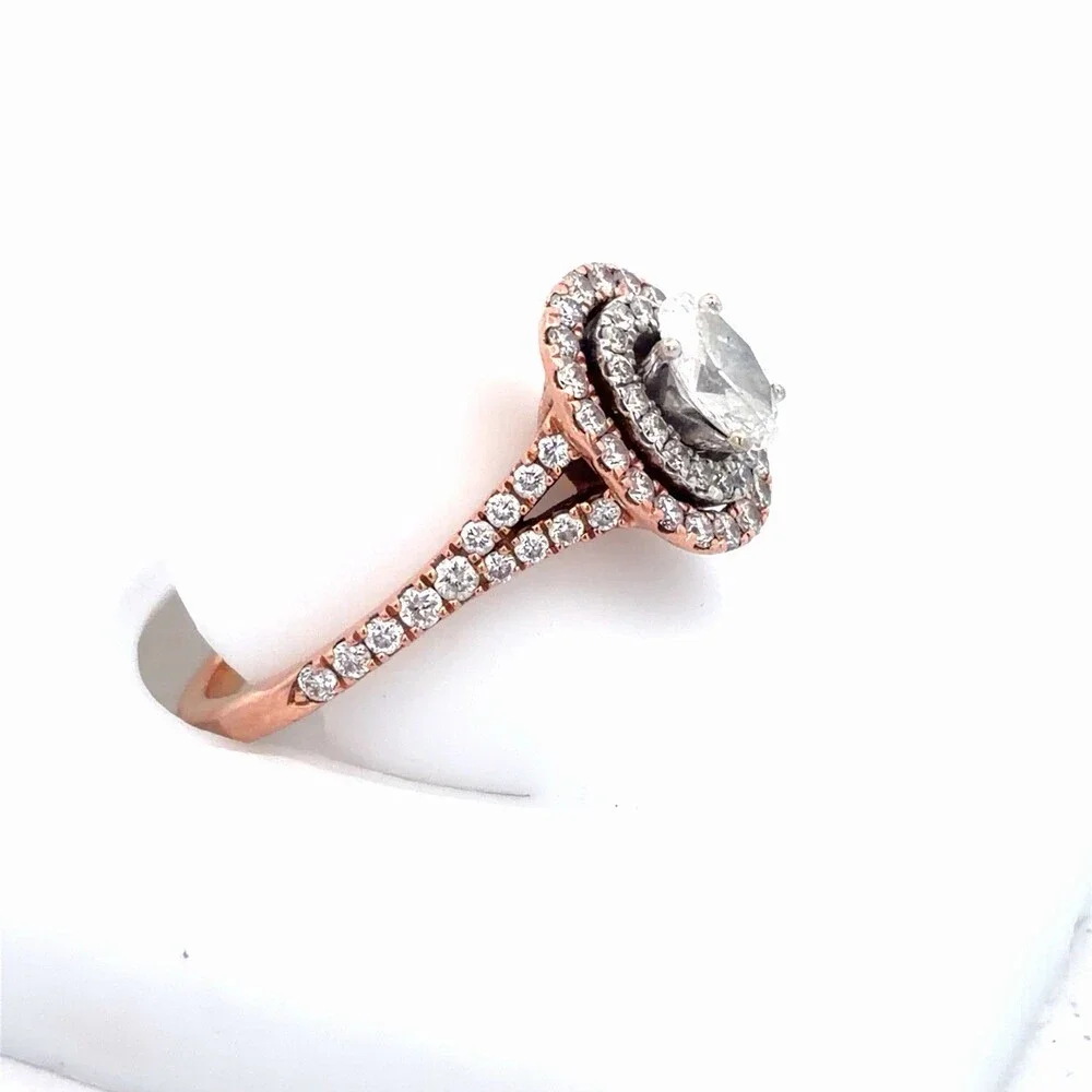 Neil Lane 14K Rose Gold Oval Diamond Double Halo Accented Engagement Ring